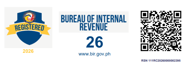 Bureau of Internal Revenue Registration Seal Badge for 2026, with a QR code for verifying this registration